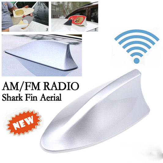 Silver Car Auto Shark Fin Aerial Antenna Roof AM/FM Radio Signal For BMW Benz UK