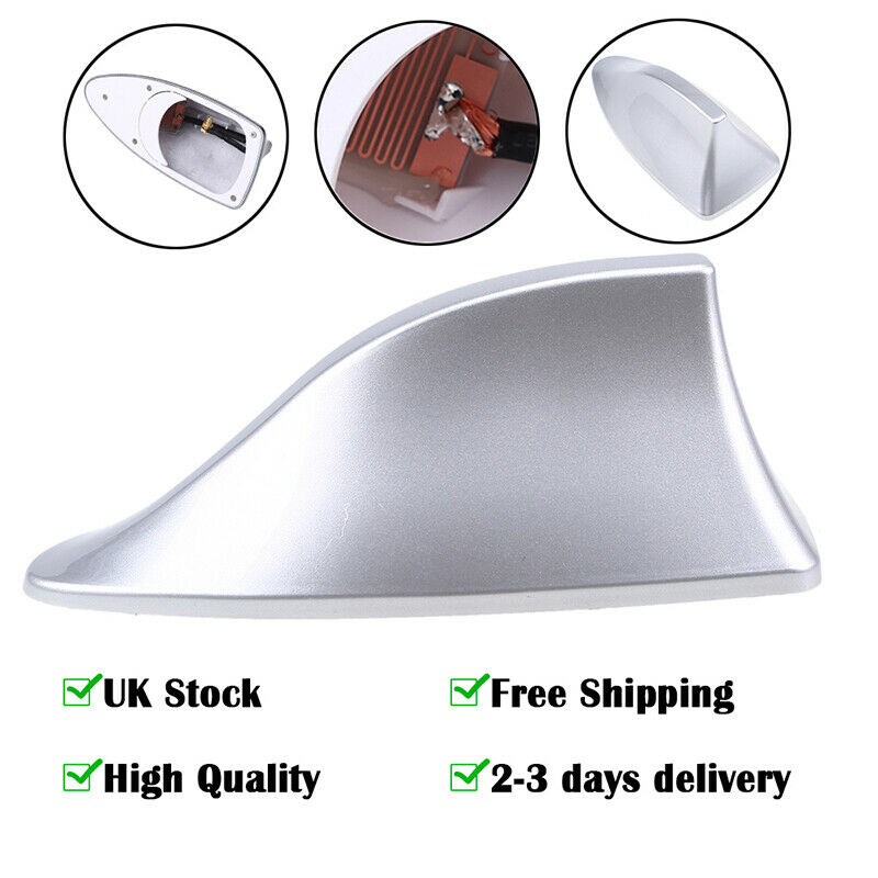 Silver Car Auto Shark Fin Aerial Antenna Roof AM/FM Radio Signal For BMW Benz UK