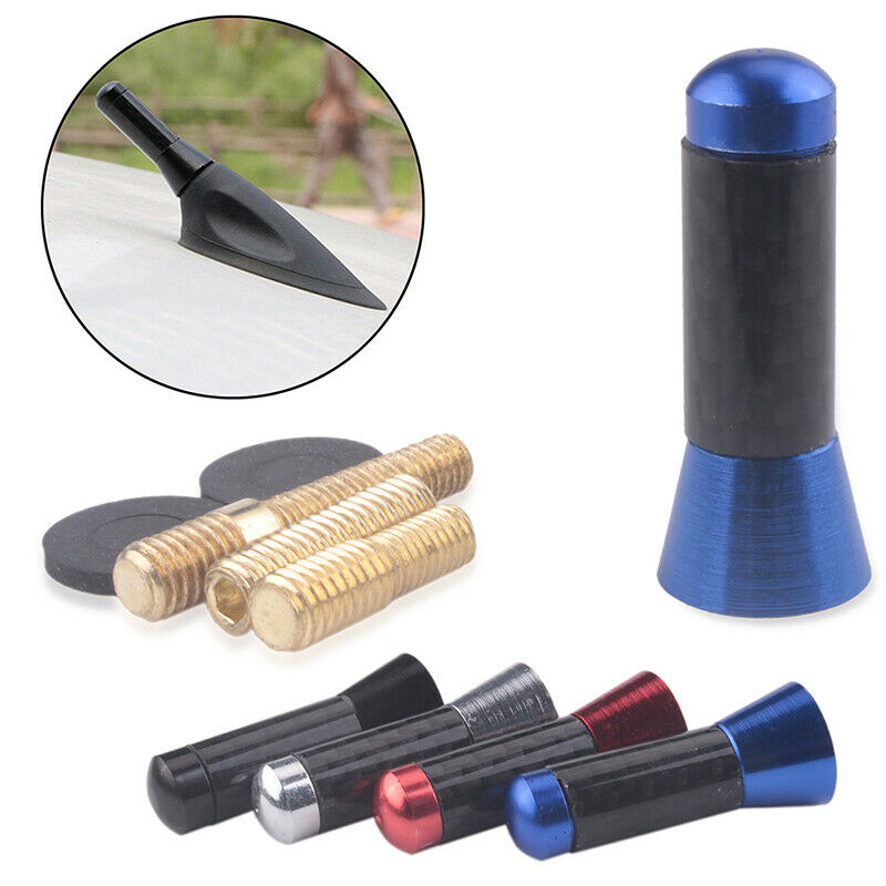 Blue Carbon Fibre Aerial Car Bee-Sting Stubby Short Ariel Arial Mast Antenna