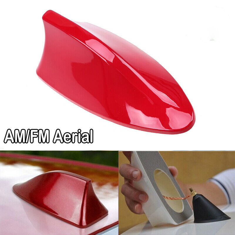 Shark Fin Car Antenna AM/FM Radio Signal Aerial Universal For Red Universal UK