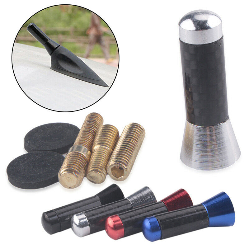 Silver Carbon Fibre Aerial Car Bee-Sting Stubby Short Ariel Arial Mast Antenna