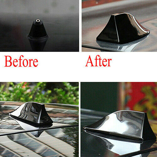 NEW BLACK CAR EXTERIOR ROOF SHARK FIN STICKER ANTENNA FM/AM SIGNAL RADIO AERIAL