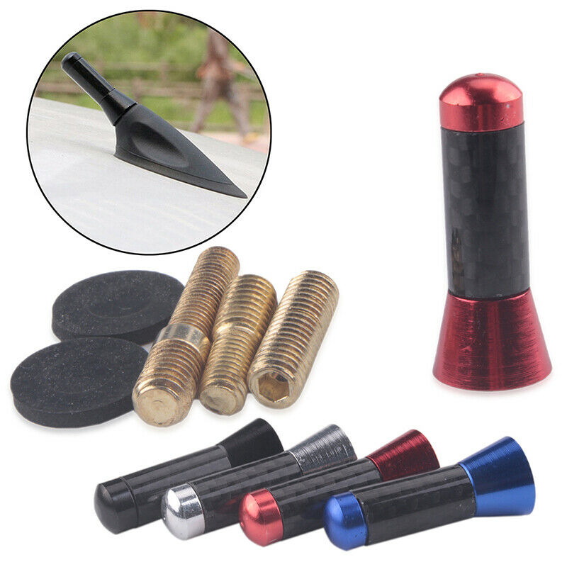 Red Carbon Fibre Aerial Car Bee-Sting Stubby Short Ariel Arial Mast Antenna