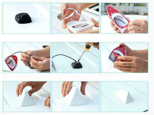 NEW BLACK CAR EXTERIOR ROOF SHARK FIN STICKER ANTENNA FM/AM SIGNAL RADIO AERIAL