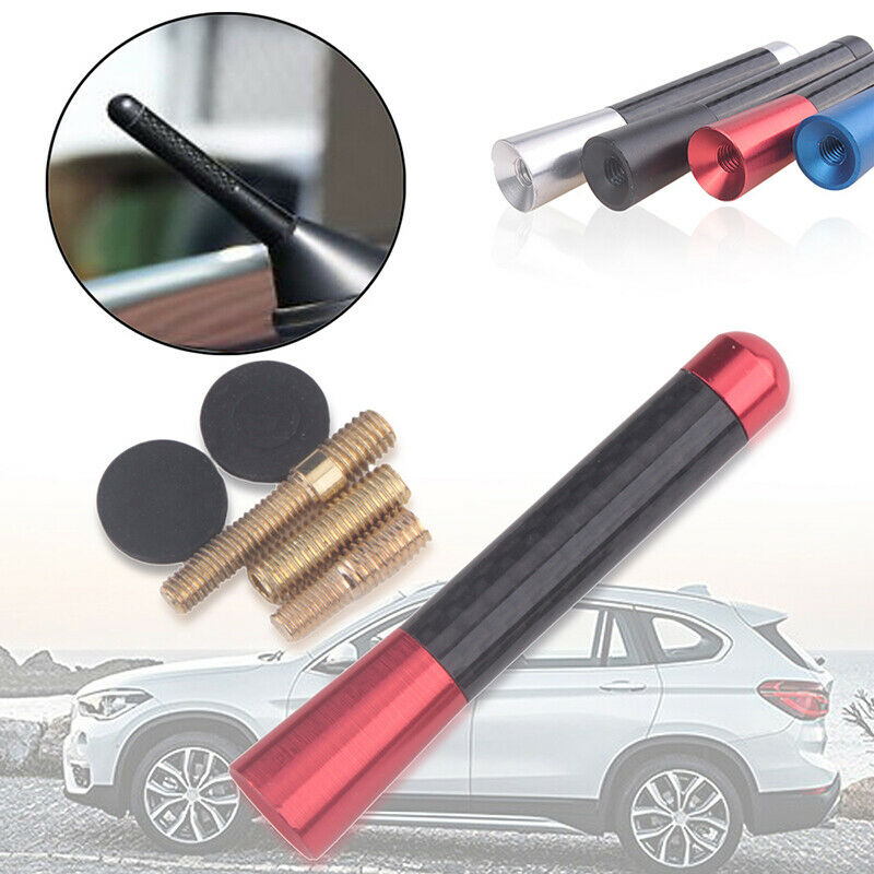 8cm Car Bee-sting Stubby Aerial Red Carbon Fibre Ariel Arial AM/FM Universal