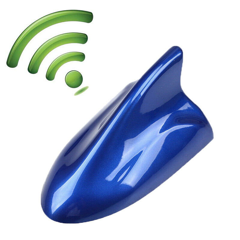 1xUniversal Car Shark Fin Roof Antenna Radio FM/AM Signal Decor Aerial Blue 2022