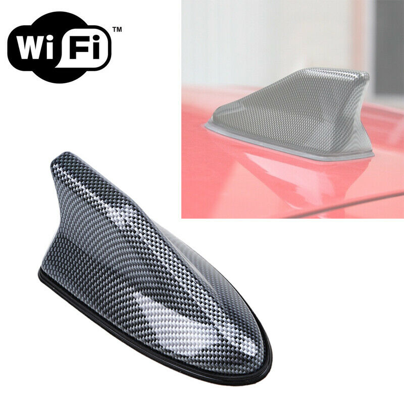 1PCS Carbon Fiber Style Shark Fin Aerial Antenna Roof AM/FM Radio Signal H UK
