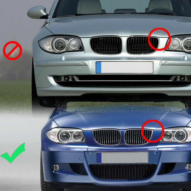 For BMW 1 SERIES E81 E82 E87 E88 LCI FRONT KIDNEY GRILLES GLOSS BLACK 2008-2011