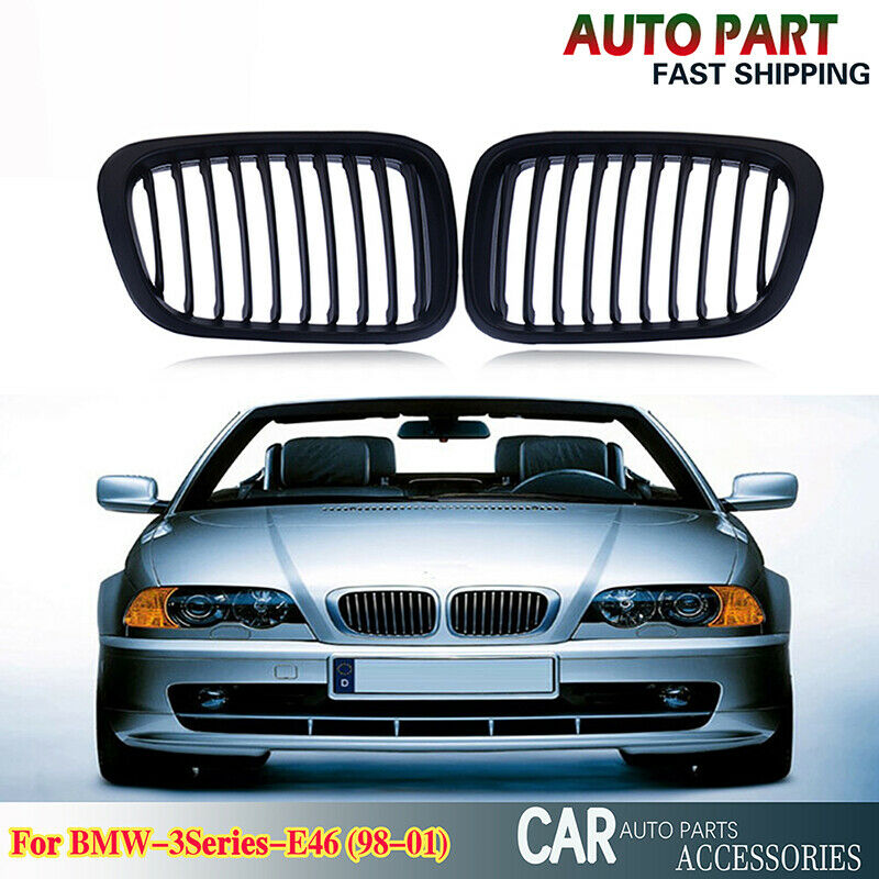 Pair Front Kidney Grille Grill for BMW 3-Series E46 Saloon 1998-2001 51138208489