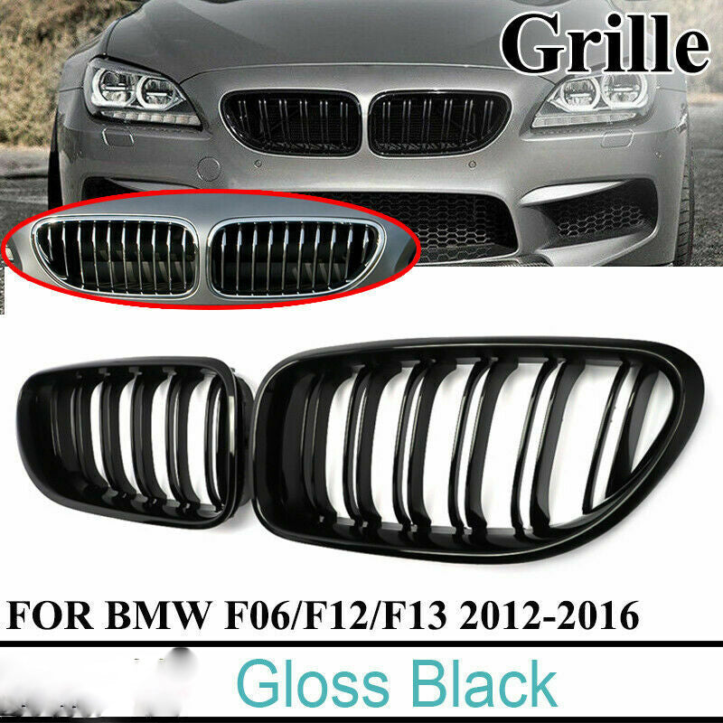 2x Glossy Black Kidney Grill Grille For BMW 6' F06/F12/M6 Coupe Cabrio 12-17