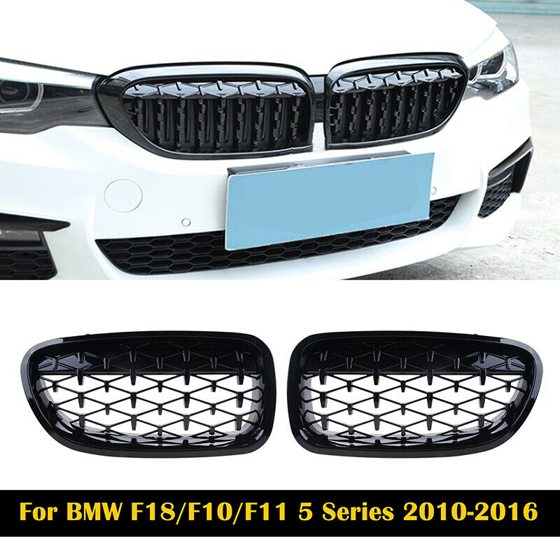 Cool Diamond Black Kidney Grill Grilles For BMW F10 F11 F18 5-Series 2010-2016