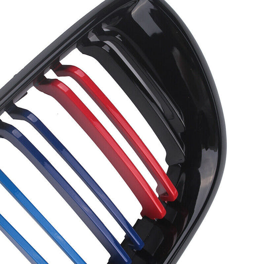 Pair Gloss Black&M-Color FRONT KIDNEY GRILL For BMW E46 320i 325i 330i 2002-2005