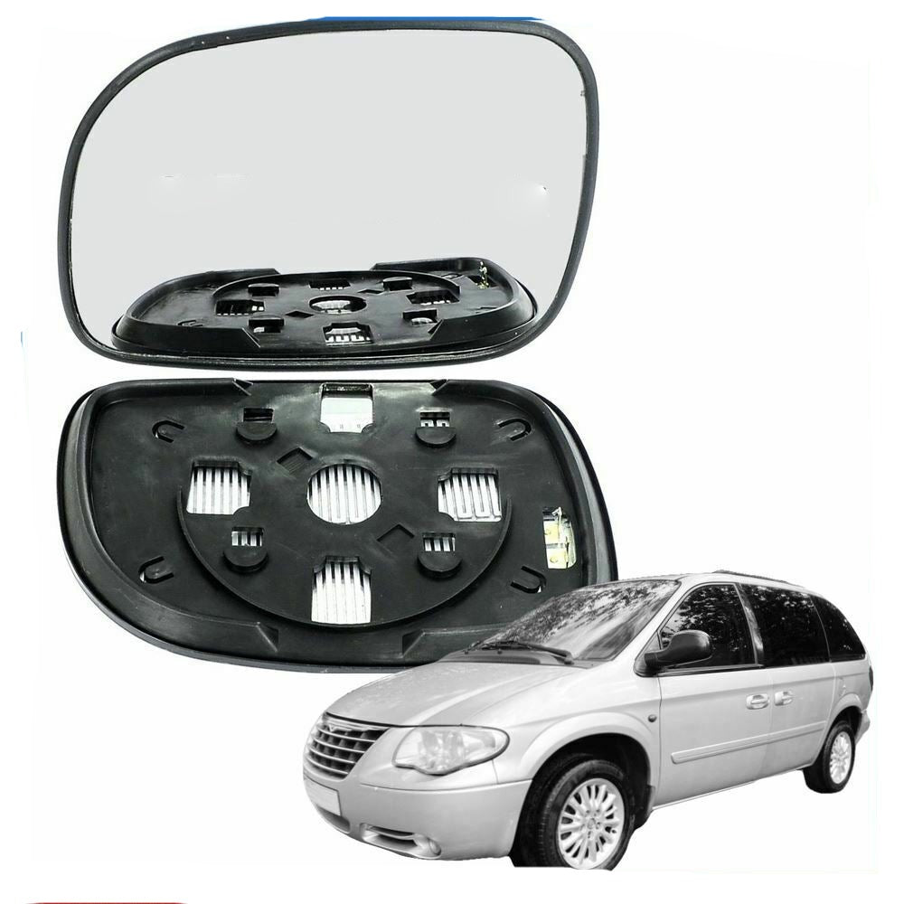 Left Passenger side Wing mirror glass for Chrysler Voyager 96-07 heated Grand