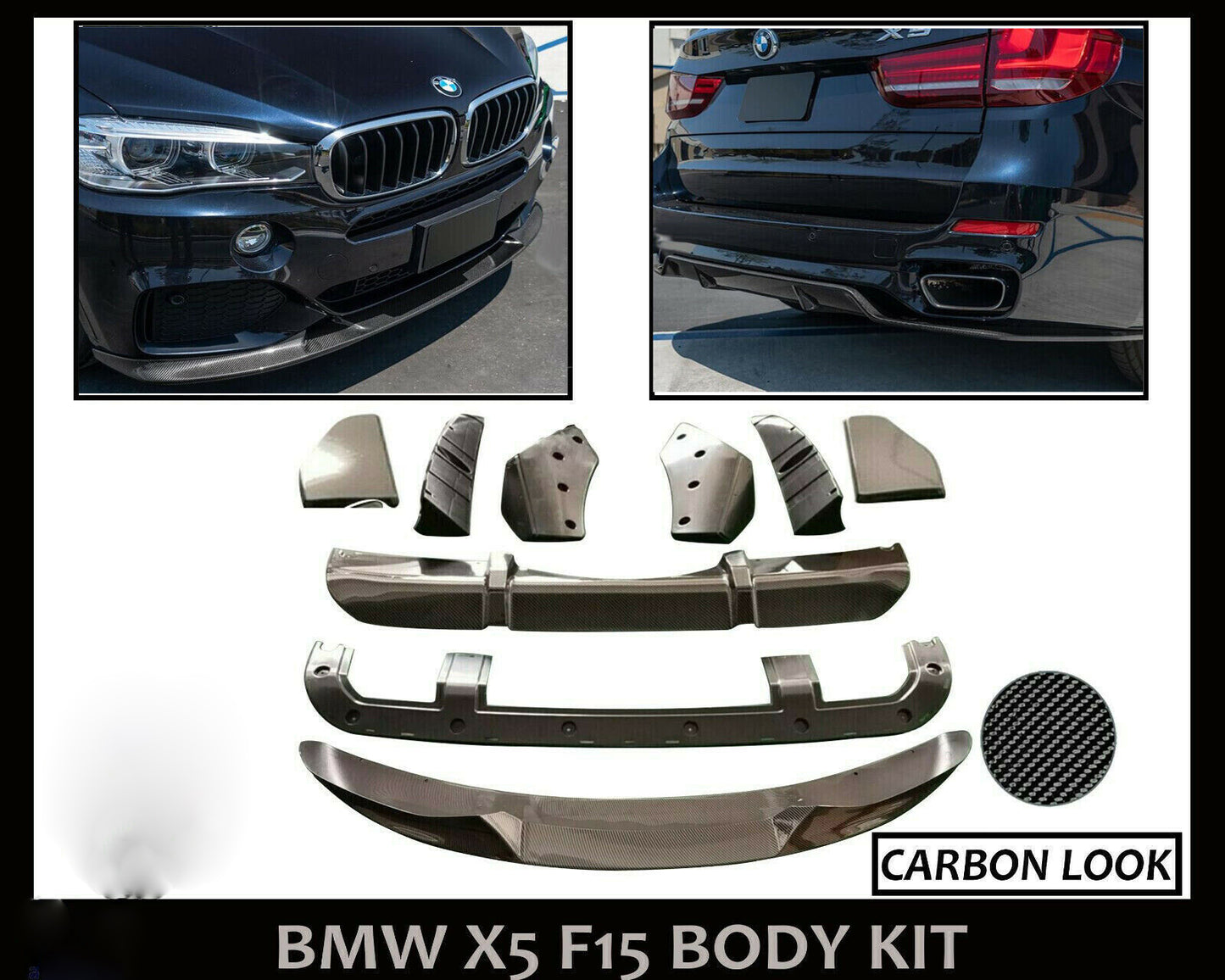 BMW X5 F15 M PERFORMANCE CARBON FIBER LOOK BODY KIT SPLITTER SPOILER DIFFUSER
