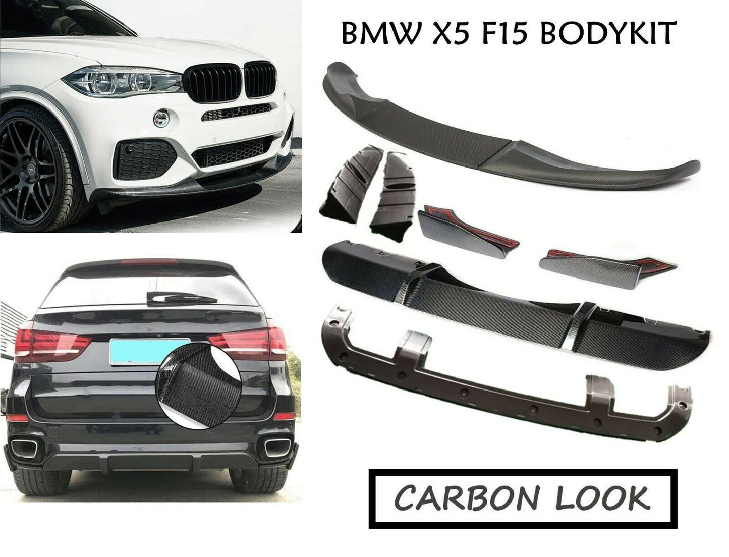 BMW X5 F15 M PERFORMANCE CARBON FIBER LOOK BODY KIT SPLITTER SPOILER DIFFUSER
