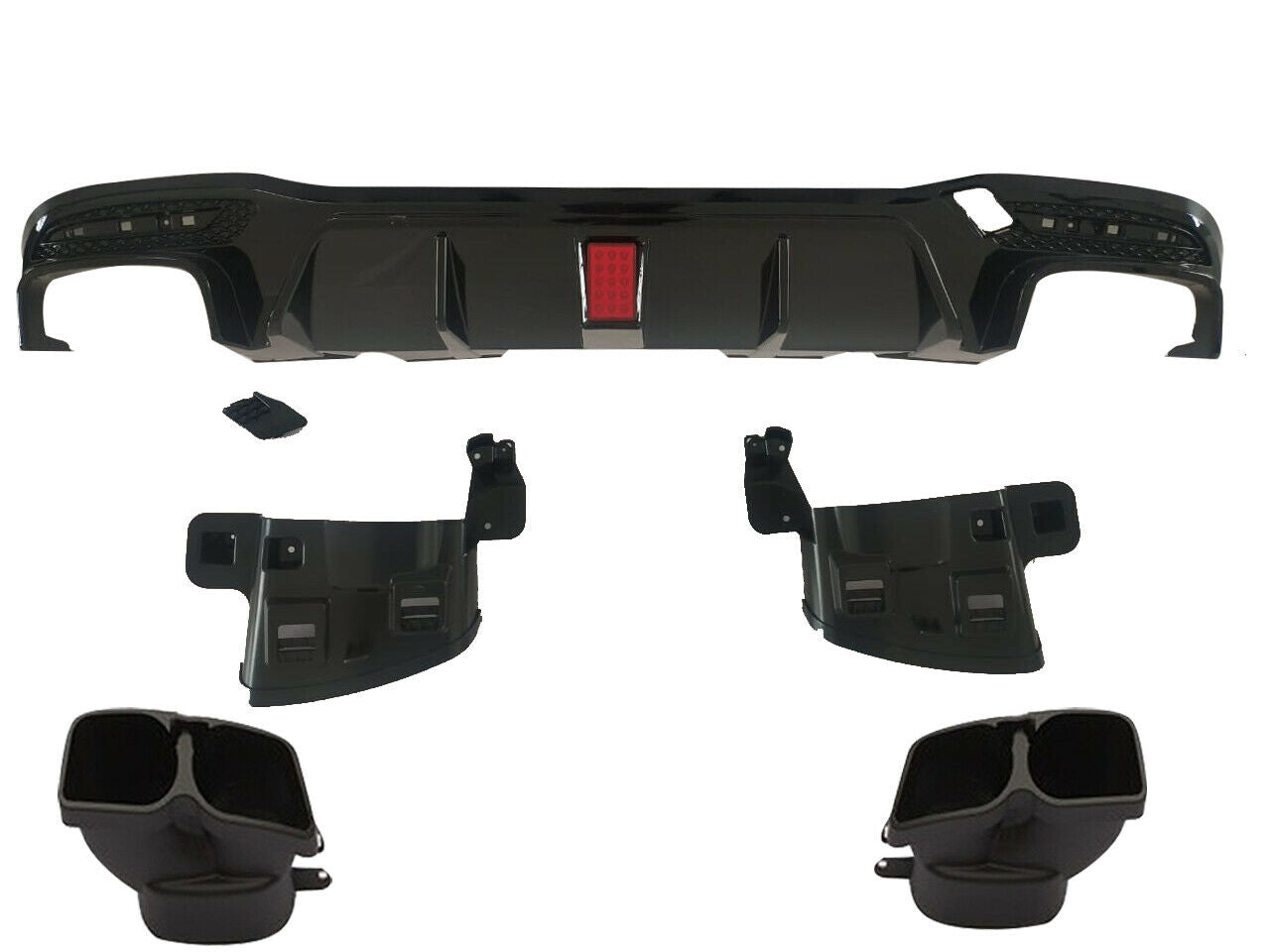 MERCEDES GLE GLS W166 X166 REAR DIFFUSER WITH LIGHT & TAILPIPES BLACK 2015-18