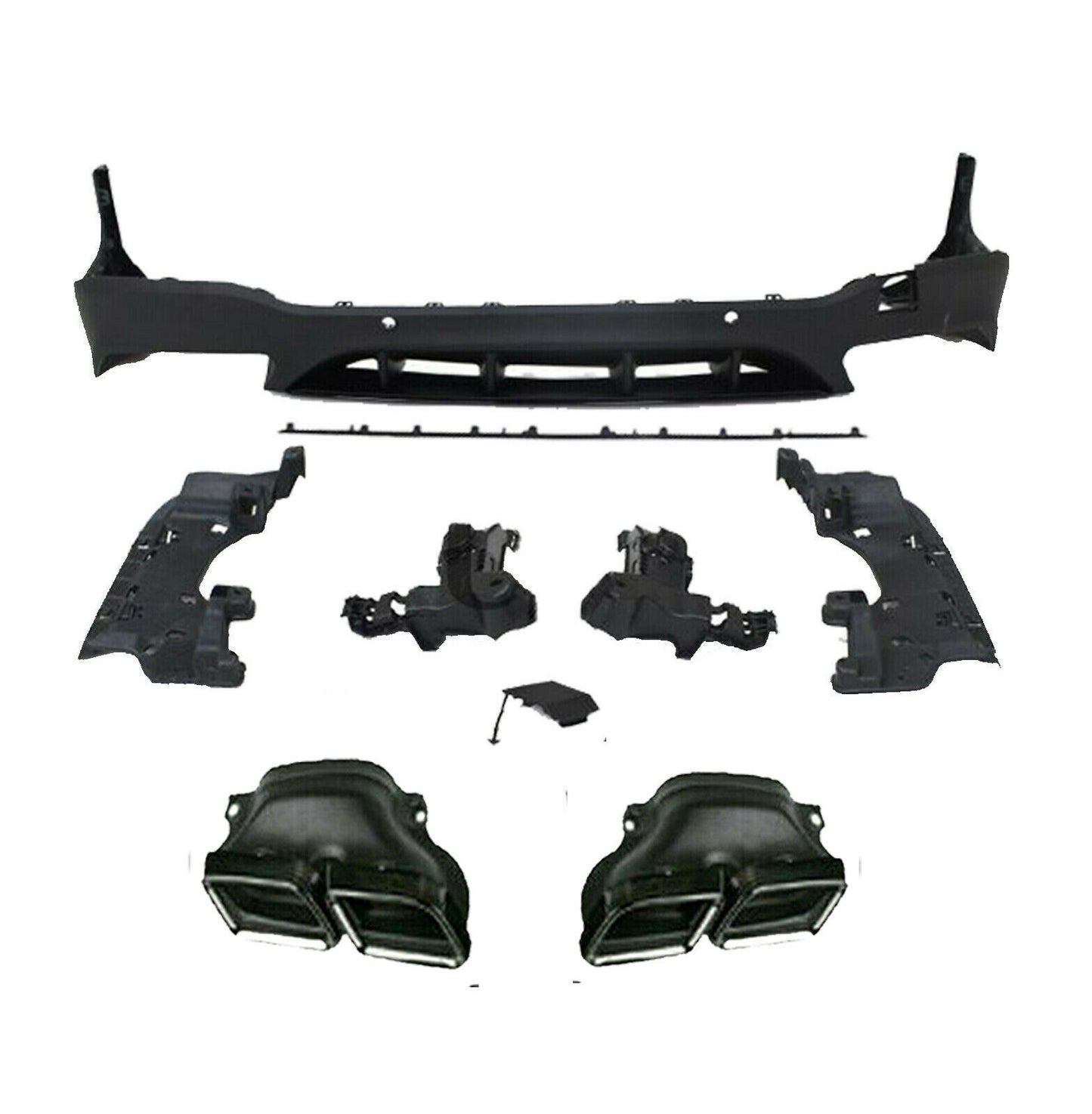 MERCEDES GLC CLASS X253 GLC63 AMG STYLE MATTE BLACK REAR DIFFUSER AND TIPS 16+