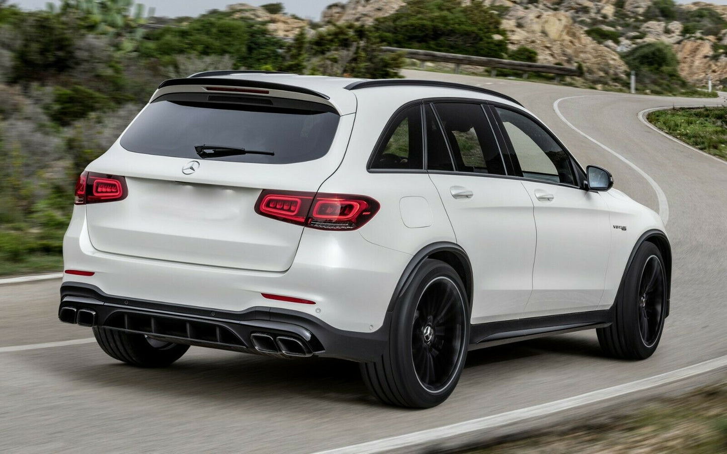 MERCEDES GLC CLASS X253 GLC63 AMG STYLE MATTE BLACK REAR DIFFUSER AND TIPS 16+