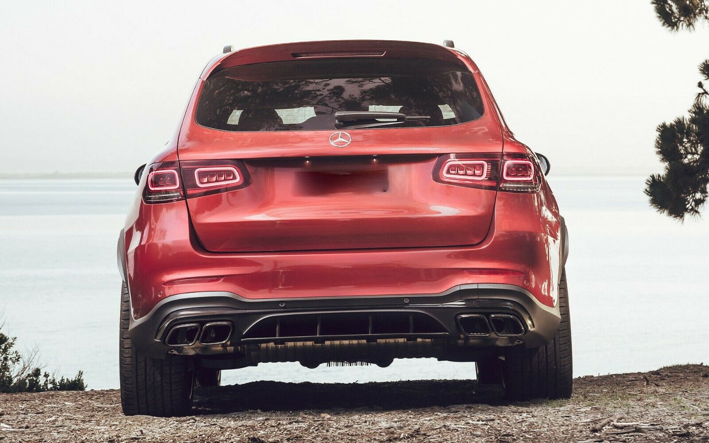 MERCEDES GLC CLASS X253 GLC63 AMG STYLE MATTE BLACK REAR DIFFUSER AND TIPS 16+