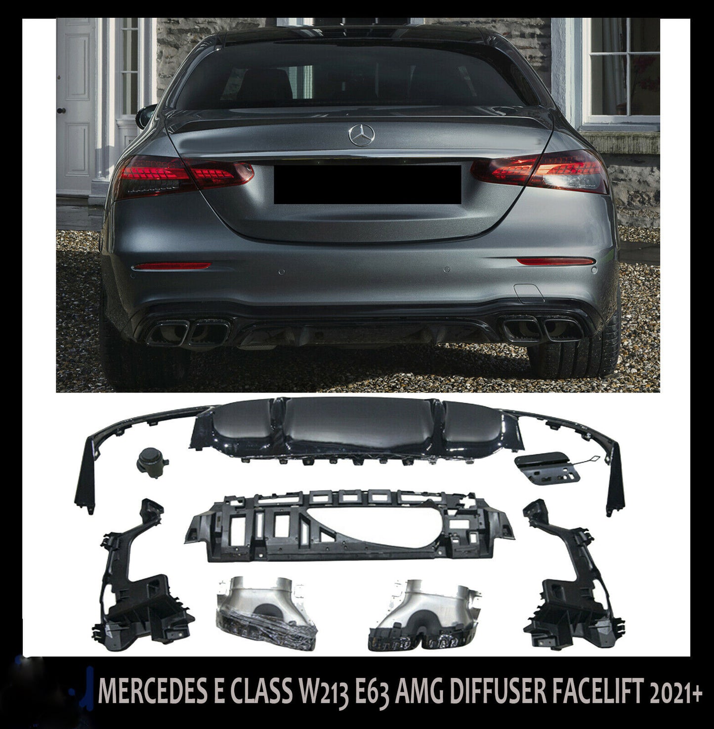 MERCEDES E CLASS W213 SALOON ESTATE E63 LOOK AMG REAR DIFFUSER TAILPIPES 2021+