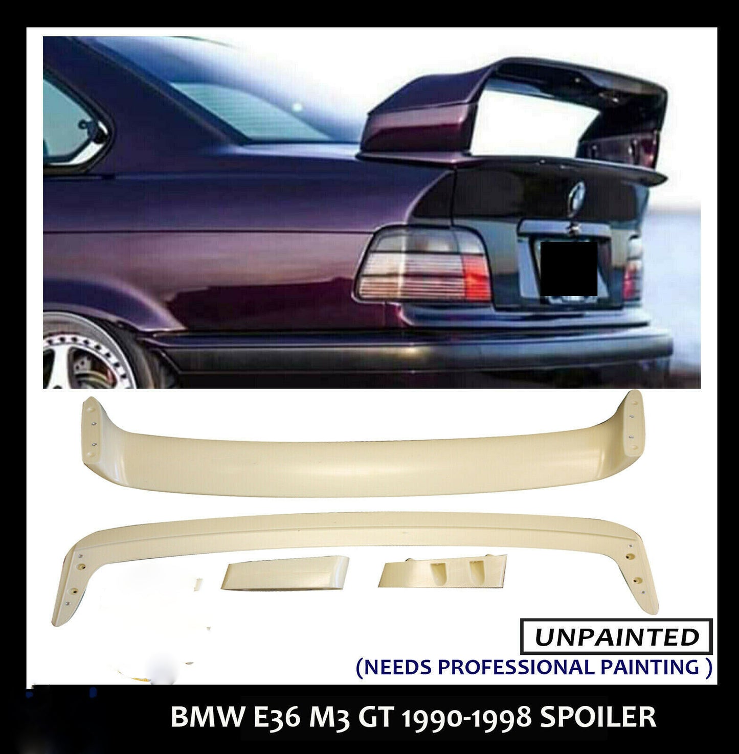 BMW 3 SERIES E36 M3 GT CLASS II 2 1990-1998 REAR TRUNK BOOT SPOILER OEM QUALITY