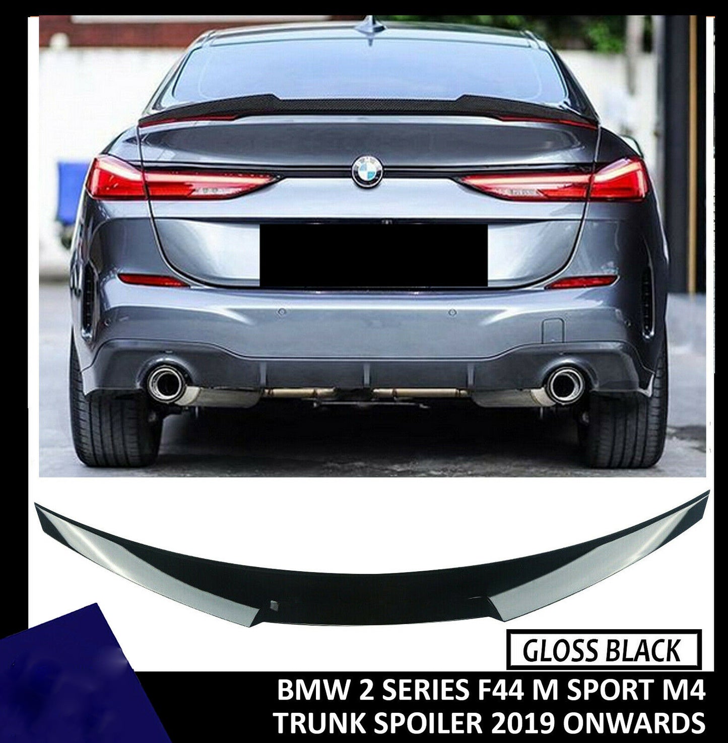 BMW 2 SERIES F44 M SPORT M4 GLOSS BLACK TRUNK BOOT SPOILER LIP GRAN COUPE 2019+