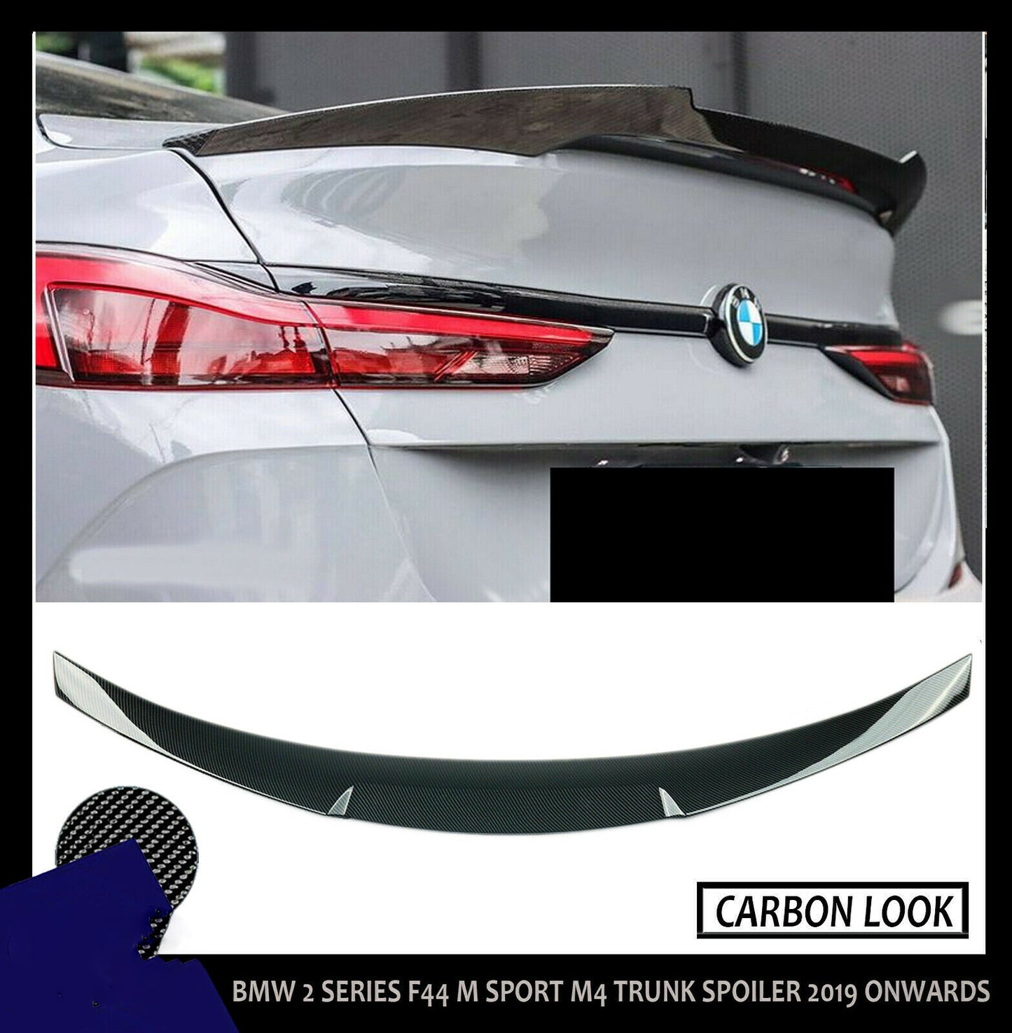 BMW 2 SERIES F44 M SPORT M4 CARBON LOOK TRUNK BOOT SPOILER LIP GRAN COUPE 2019+