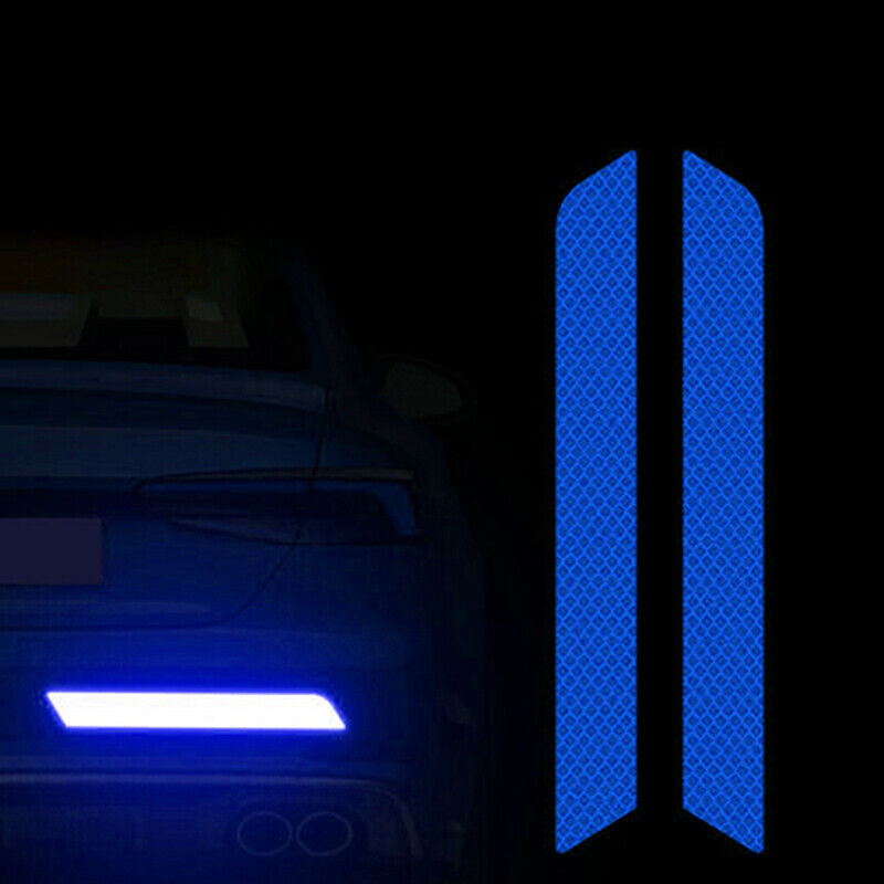 2x Blue Reflective Cycling Safety Warning Car Rear Bumper Decal Tape Sticker