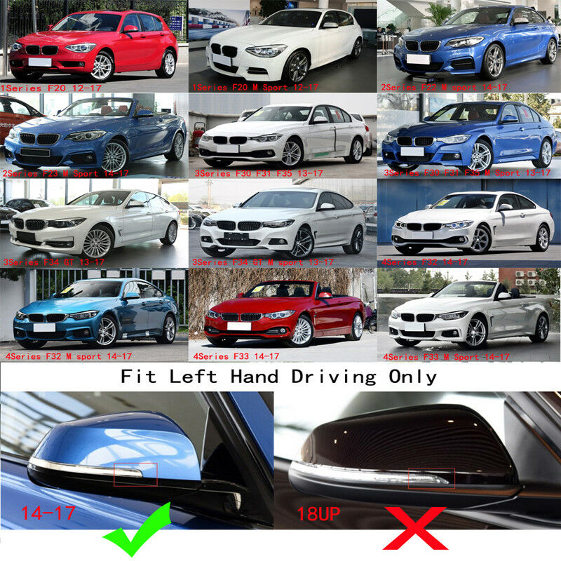 Pair Carbon Fiber Mirror Cover Caps For BMW 2/3/5 DR F20 F21 F22 F30 F31 F32 F33