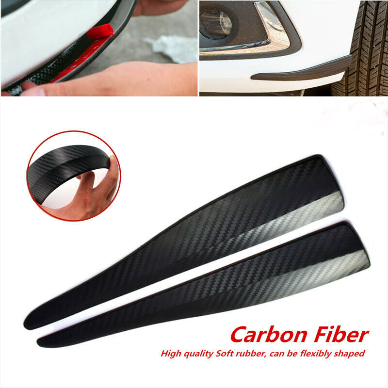 Pair Car Carbon Fiber Anti-rub Strip Bumper Body Corner Protector Guard Trim UK