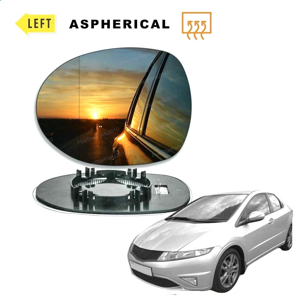 Left Passenger side Wide Angle Wing mirror glass for Honda Civic 06-11 Heated
