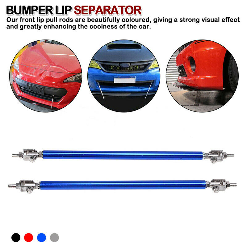 2*20cm Blue Universal Car Front Bumper Lip Splitter Rod Strut Tie Bar Support UK