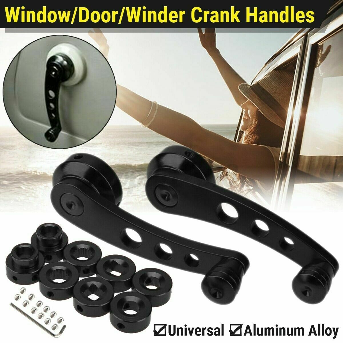 Black Universal Car Window Handle Winder Riser Replacement Winder Crank Riser UK