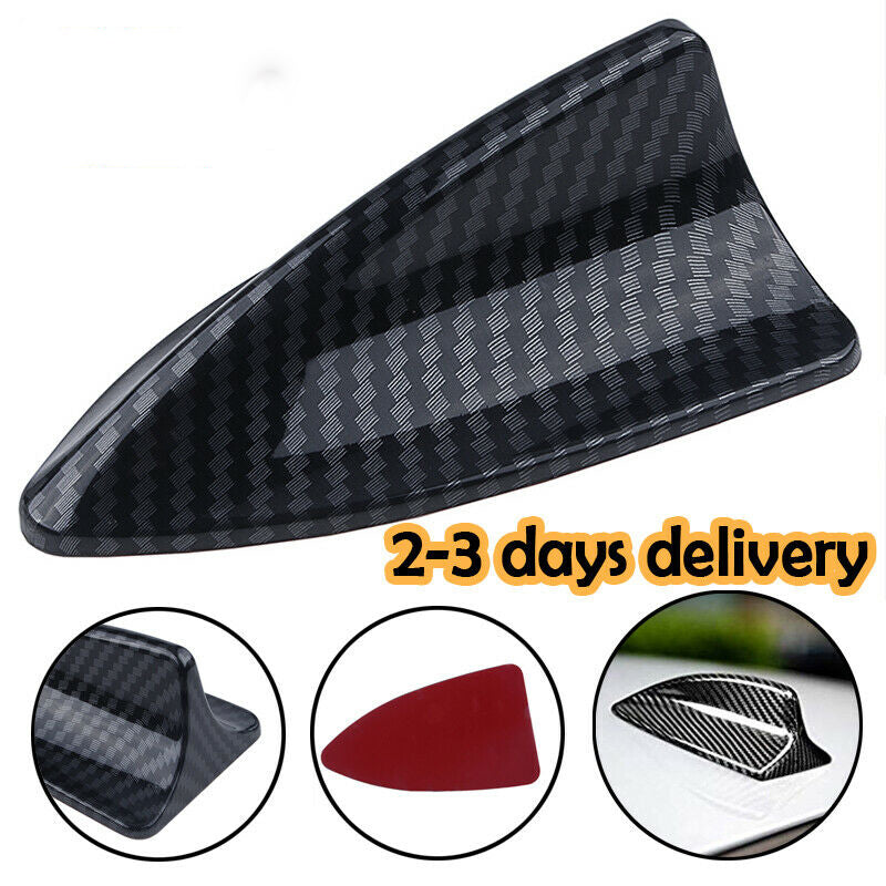 CAR CARBON FIBER BLACK SHARK FIN ANTENNA ROOF DUMMY AERIAL DECORATION STYLING UK