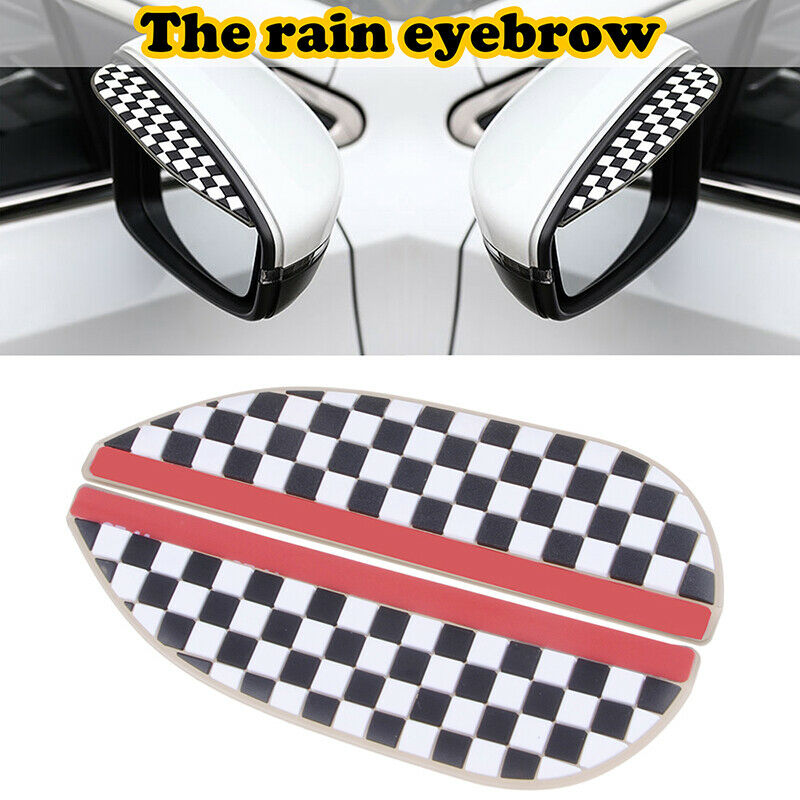 Checkered Car Rear View Wing Mirror Sun Shade Shield Rain Board Eyebrow Guard
