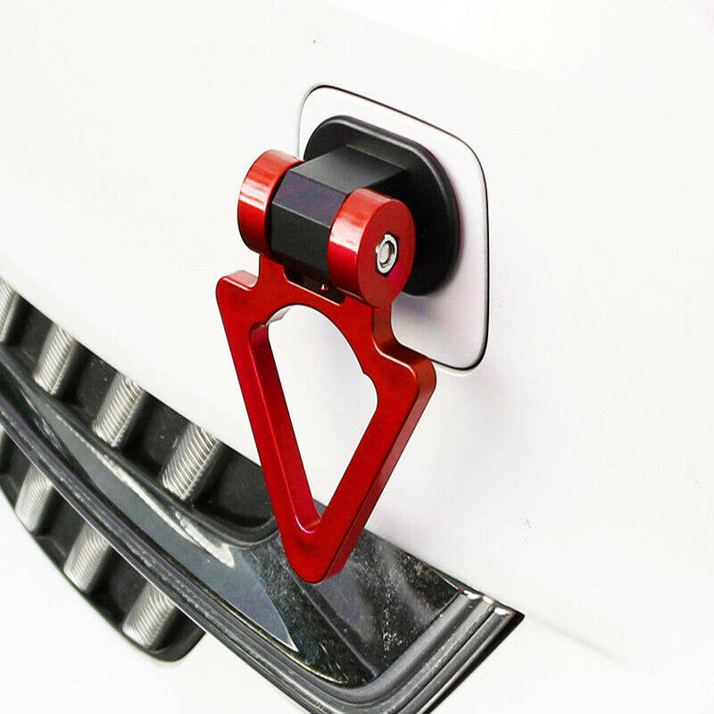 1pcs Triangle Red High-Strength Racing Car Tow Strap Front Rear Bumper Hook SUV