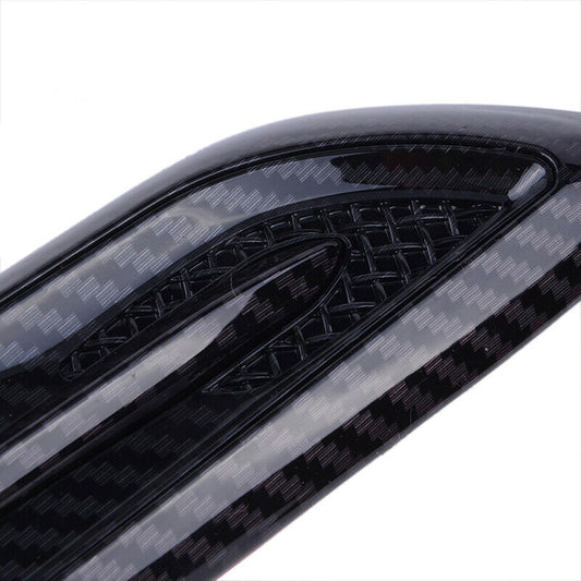 Pair Carbon Fiber Look Side Wing Car Air Flow Intake Vent Trim Fender Scoop UK
