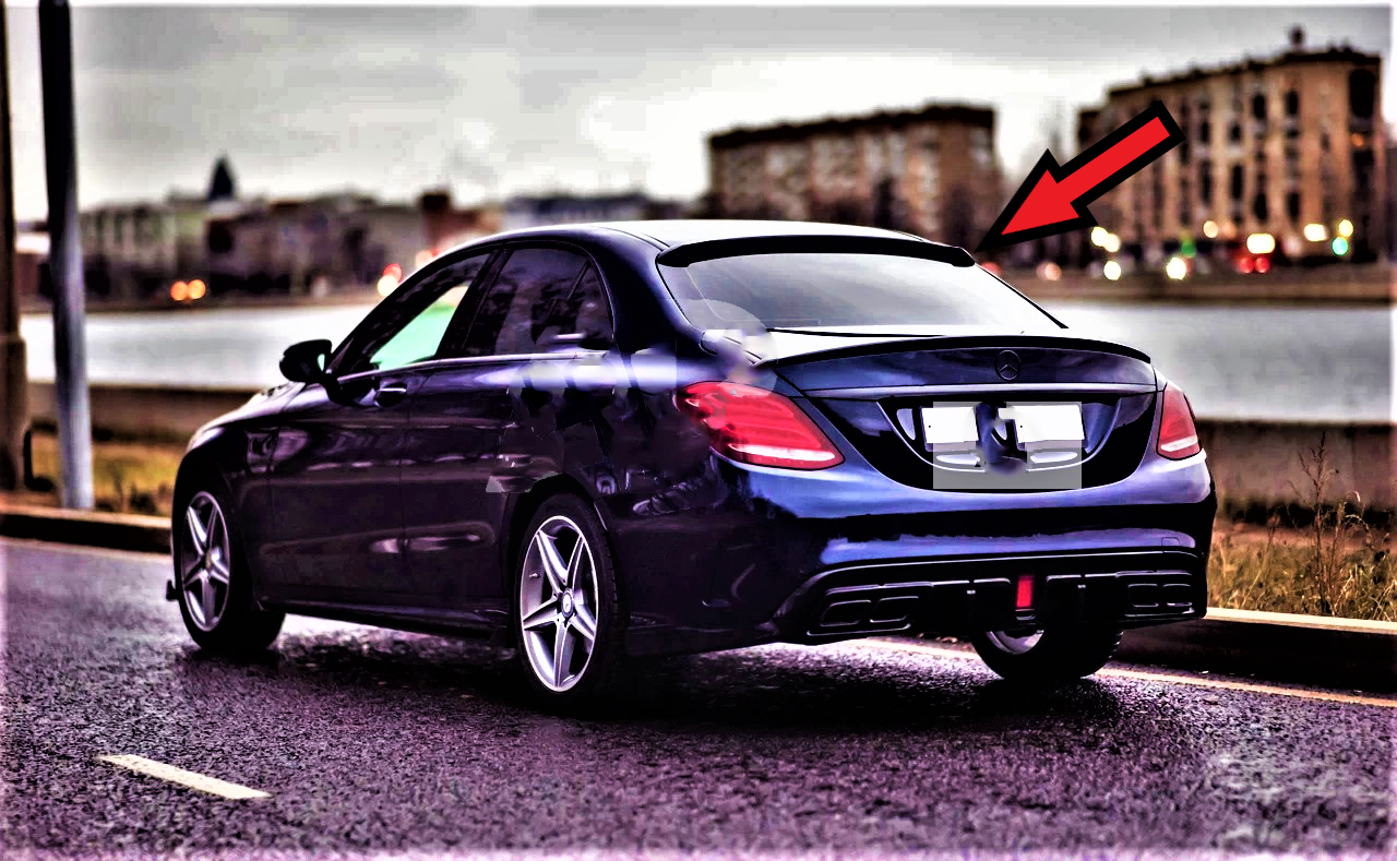 Mercedes C Class C63 AMG Style W205 Gloss Black Roof Wing Spoiler 2014-21