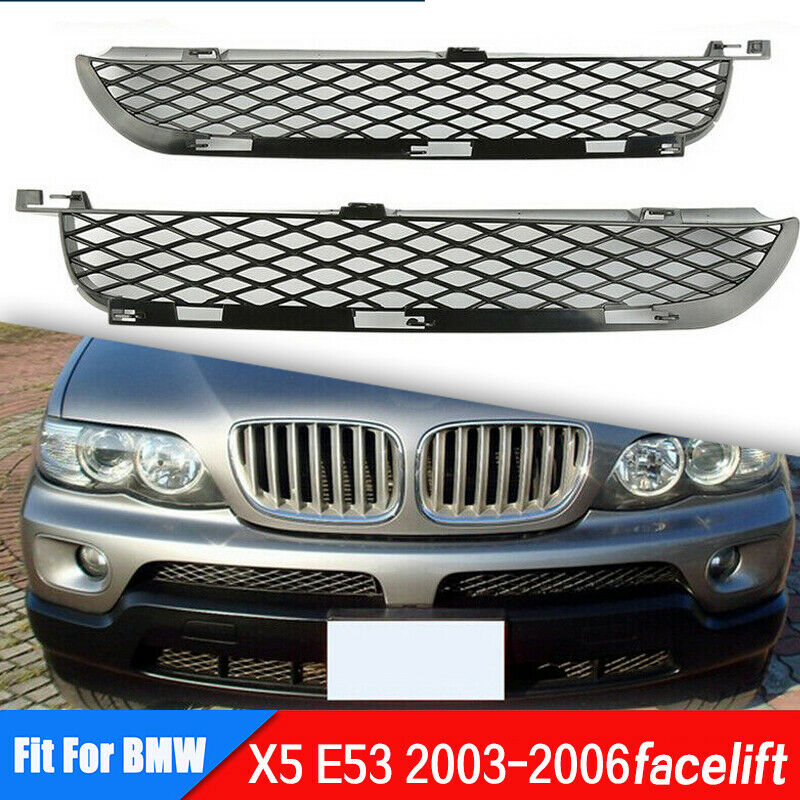 Pair For BMW X5 E53 2003-2006 Facelift Front Body Upper Bumper Mesh Grille Grill