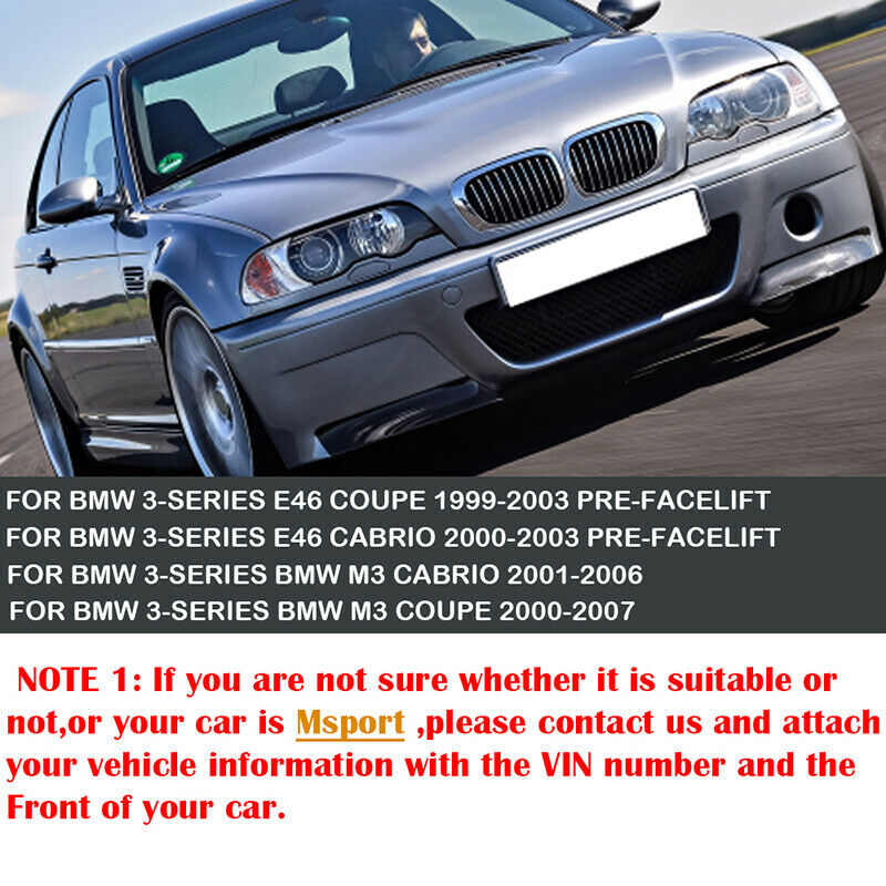 Gloss Black Kidney Grill Grille For BMW E46 Coupe Cabrio 99-03 Pre-facelift UK