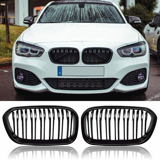 BMW F20 F21 LCI facelift 15 > gloss black kidney front grilles grills twin spoke