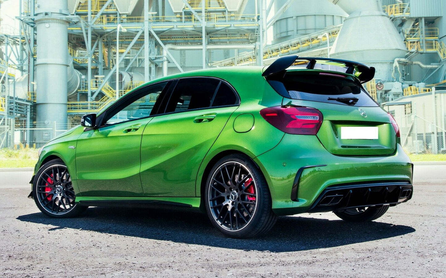 MERCEDES A CLASS W176 AMG A45 LOOK REAR DIFFUSER TAILPIPES GLOSS BLACK 2012-2018