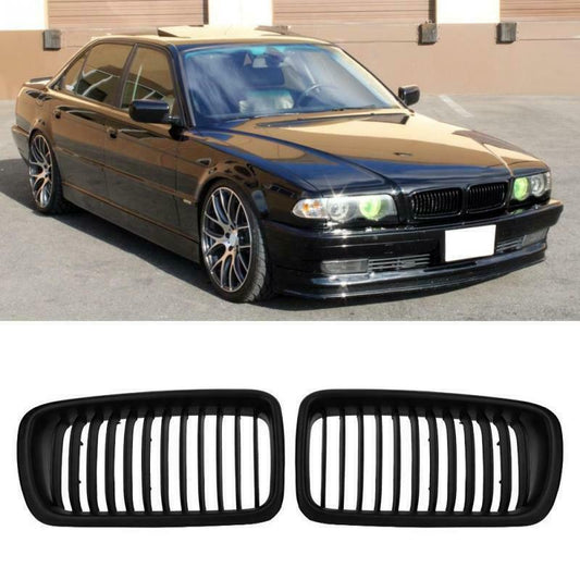 BMW 7 series E38 matte black front kidney grilles grills facelift design pair