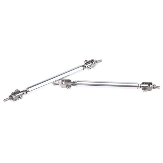 2x Silver Adjustable Front Bumper Support Tie Rod Bar Splitter Lip Strut 10cm