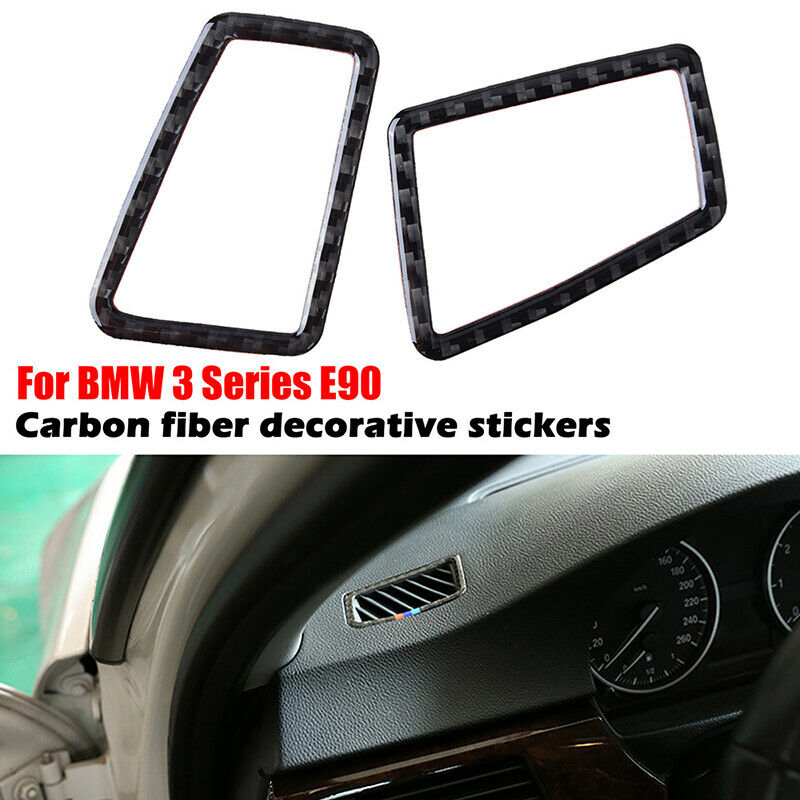 For BMW 3-Series E90 E92 E93 Carbon Fiber Dashboard Air Vent Outlet Cover Trim