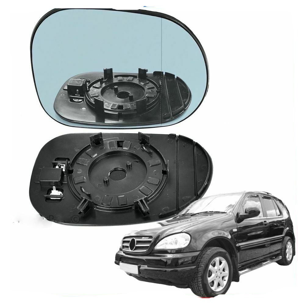 Right Driver side blue mirror glass for Mercedes M-Class 98-01 heated aspheric