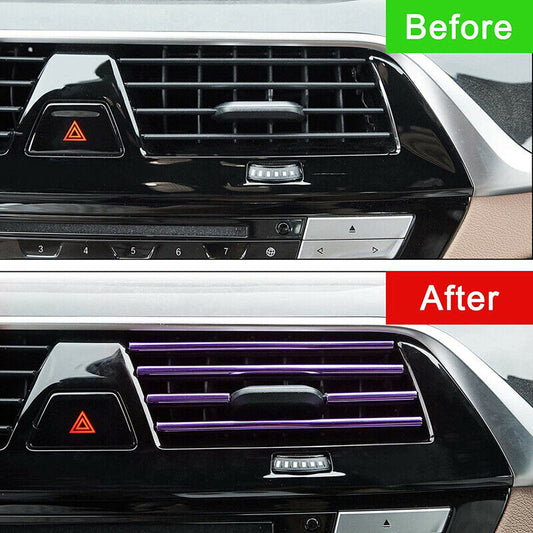 10x Car Accessories Purple Air Conditioner Air Outlet Decoration Strip Cover