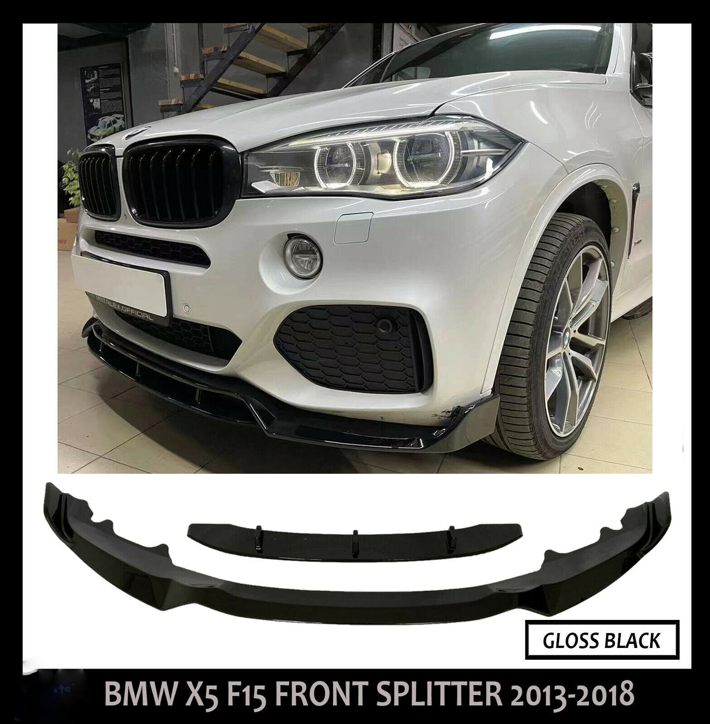 BMW X5 F15 M PERFORMANCE FRONT SPLITTER SPOILER LIP KIT GLOSS BLACK 2013-2018