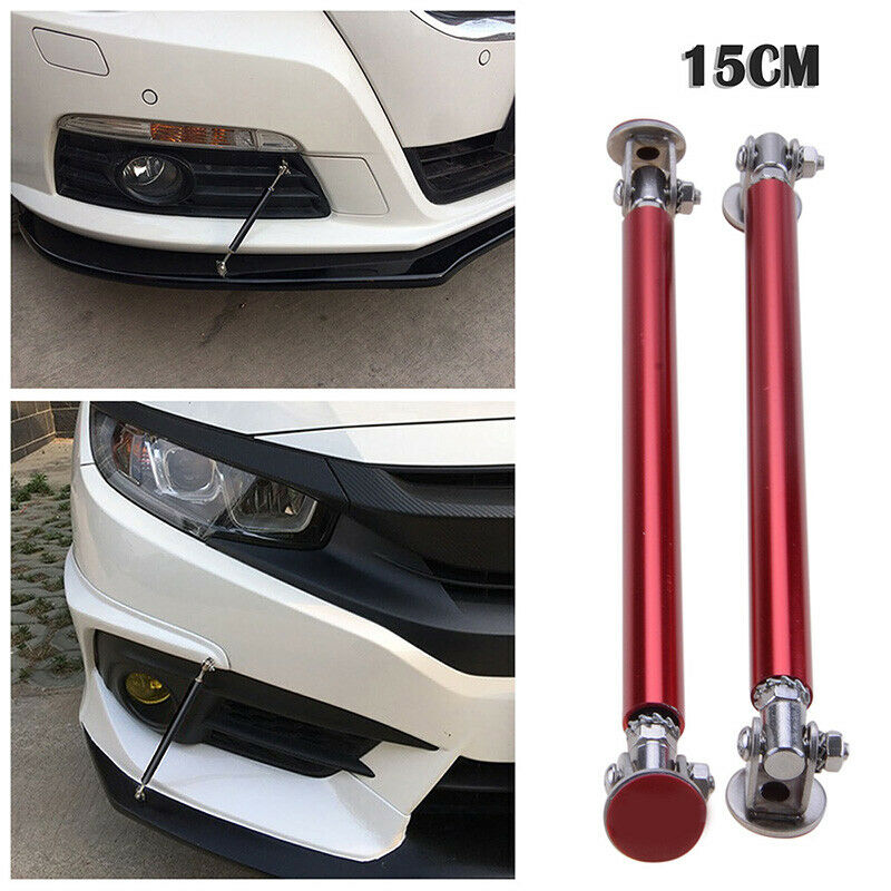 150mm Red Adjustable Car Front Rear Bumper Lip Splitter Strut Rod Support Bars