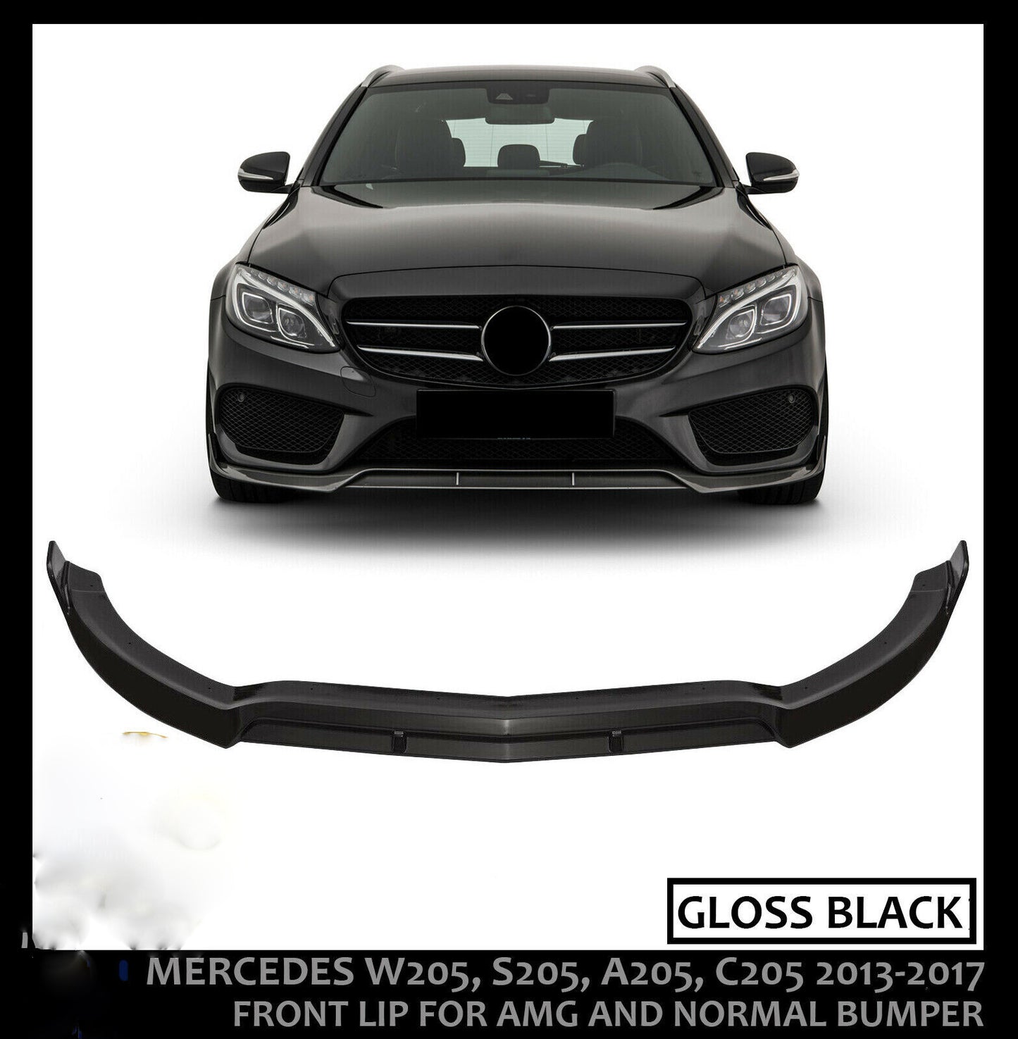 MERCEDES C CLASS W205 A205 C205 AMG LOOK BRABUS STYLE FRONT SPLITTER LIP 2013-17